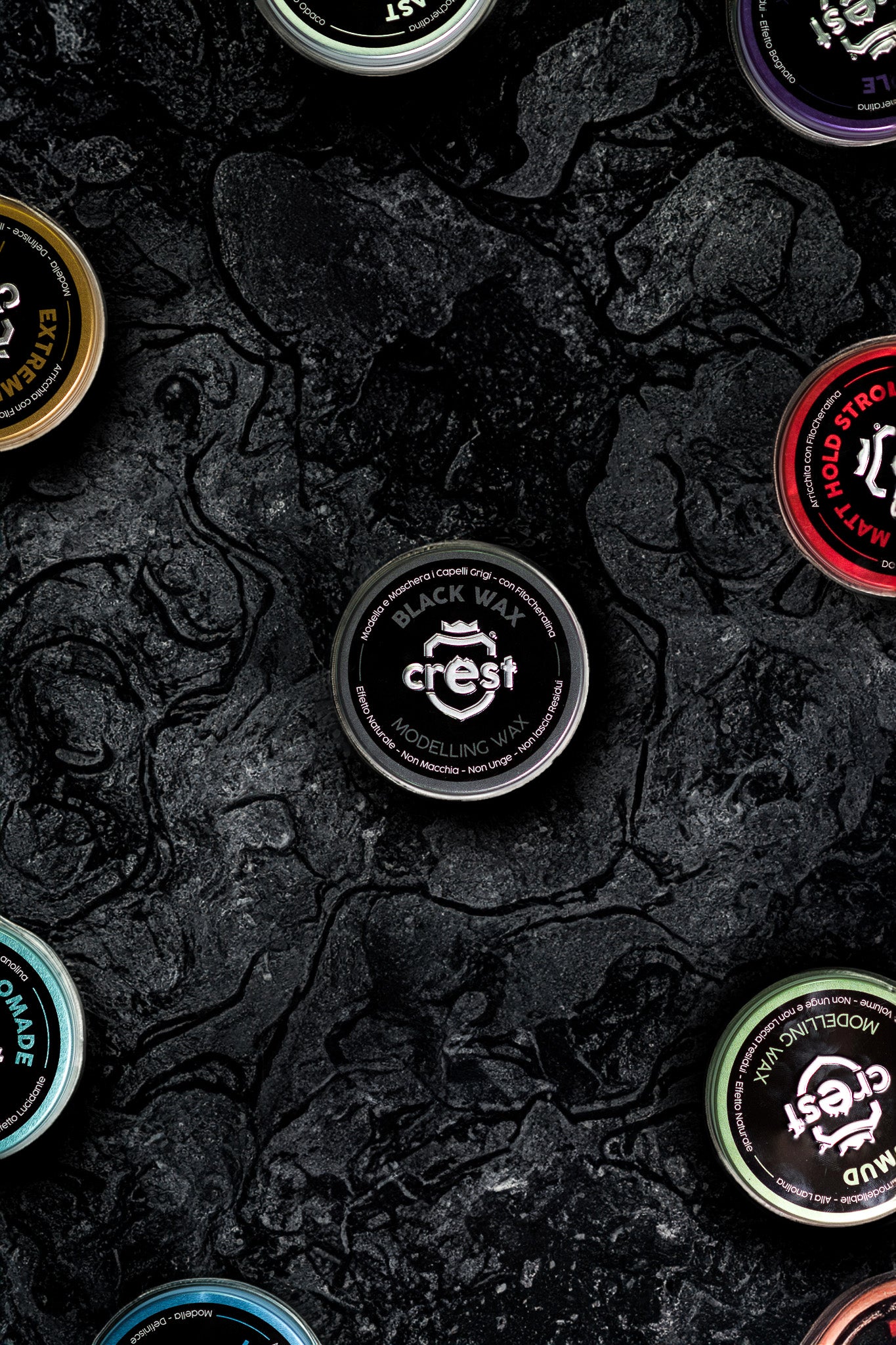 Crest Black Wax – Cera Modellante Nera Riflessante Tenuta Media