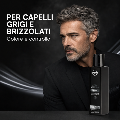 CREST Cera Liquida Black per capelli grigi e brizzolati, con colore nero, controllo dello styling e tenuta media.