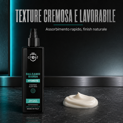 CREST Beard Balm da 200 ml con texture cremosa e lavorabile, ad assorbimento rapido e dal finish naturale.
