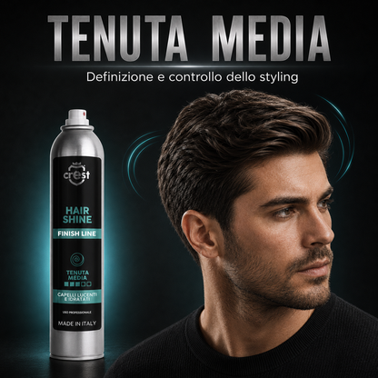 CREST Hair Shine a tenuta media con modello maschile dallo styling naturale, definito e controllato.