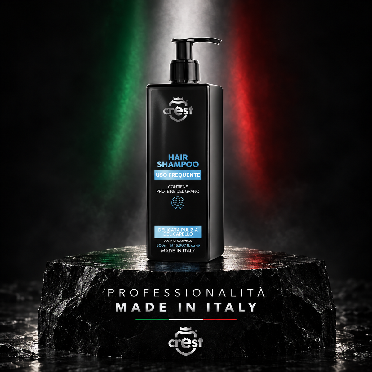 CREST Hair Shampoo Uso Frequente 500 ml, prodotto professionale Made in Italy