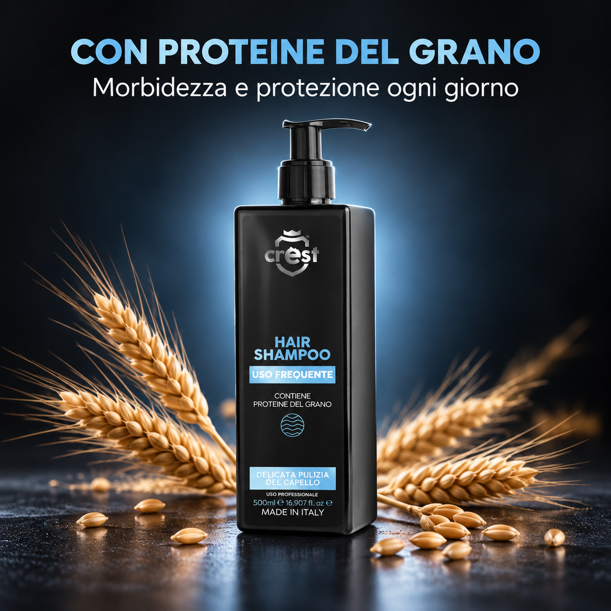 CREST Hair Shampoo Uso Frequente con proteine del grano per capelli morbidi e protetti