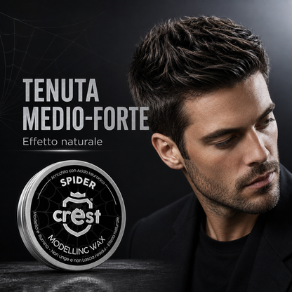 CREST Spider Wax a tenuta medio-forte con effetto naturale, per capelli definiti, controllati e flessibili.